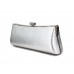Evening Bag - Hard Case Embossed Lizard Skin Like w/ Clear Crystal Accent Closure - Silver - BG-HPZ443S 